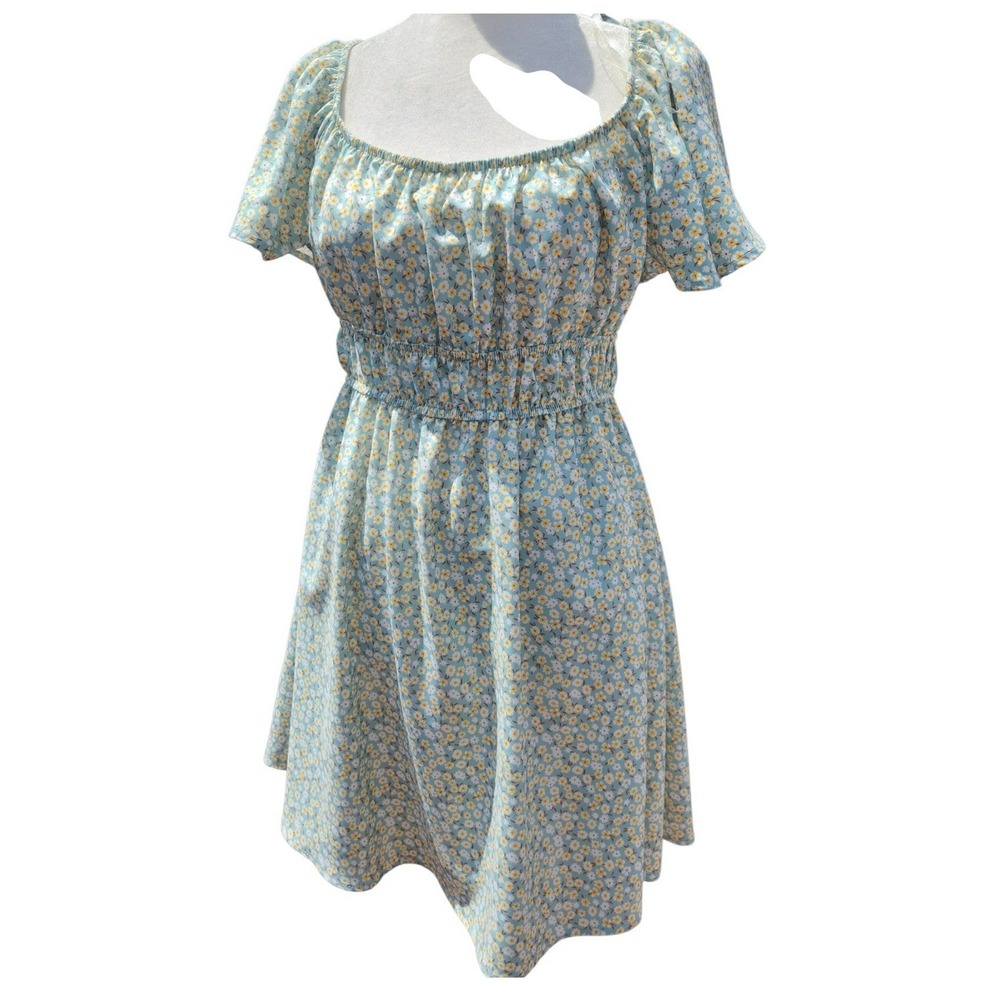 Altar'd State Floral Mini Dress Daisy Print Blue Cottagecore Boho Praire M